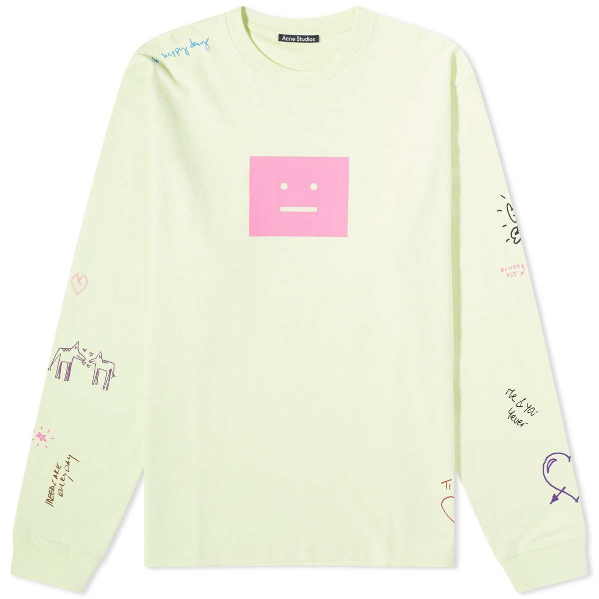 Acne Studios☆EXFORD SCRIBBLE FACE Tシャツ Acne Studios Exford Scribble Face T-Shirt in Optic White