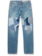 KAPITAL - Monkey Cisco Straight-Leg Embroidered Patchwork Jeans - Blue