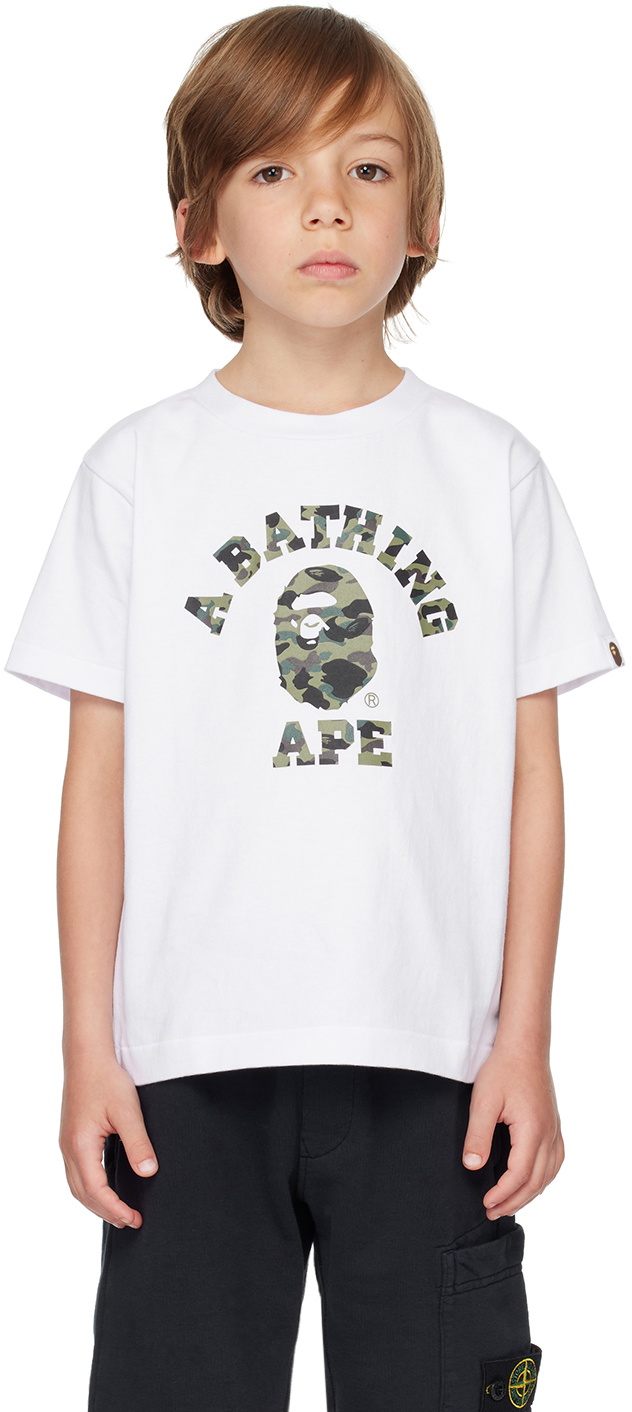 BAPE KIDS Tシャツ ホワイト140公式完売 BAPE Kids White 1st Camo College T-Shirt A Bathing Ape