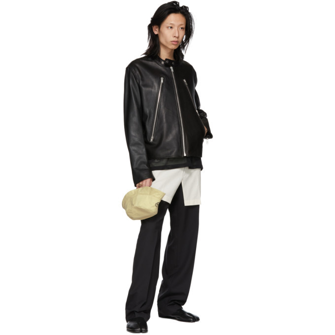 Maison Margiela Black Leather Classic Five-Zip Jacket Maison Margiela