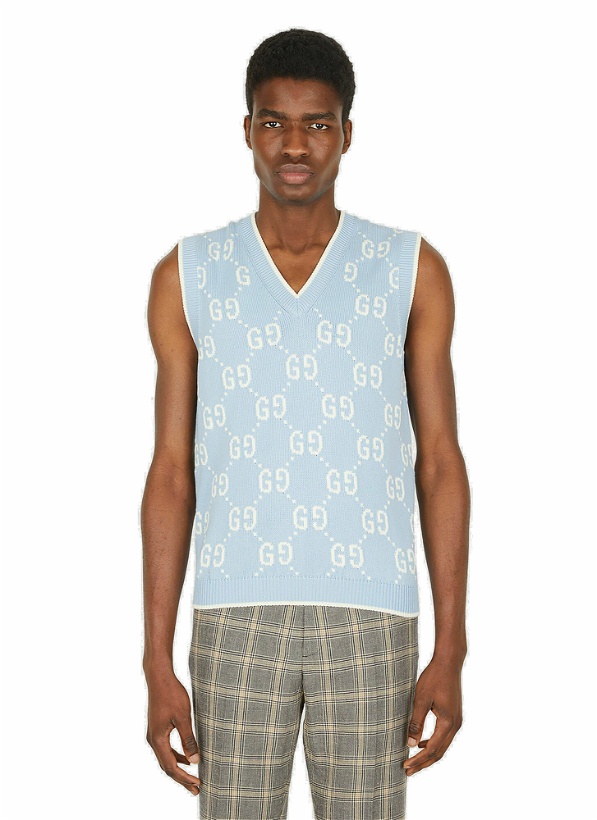 Photo: GG Sleeveless Purl Knit Sweater in Light Blue