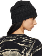 Anna Sui Black Crochet Knit Beanie