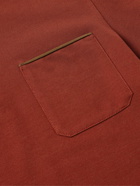 Zegna - Nubuck-Trimmed Cotton-Piqué Polo Shirt - Burgundy