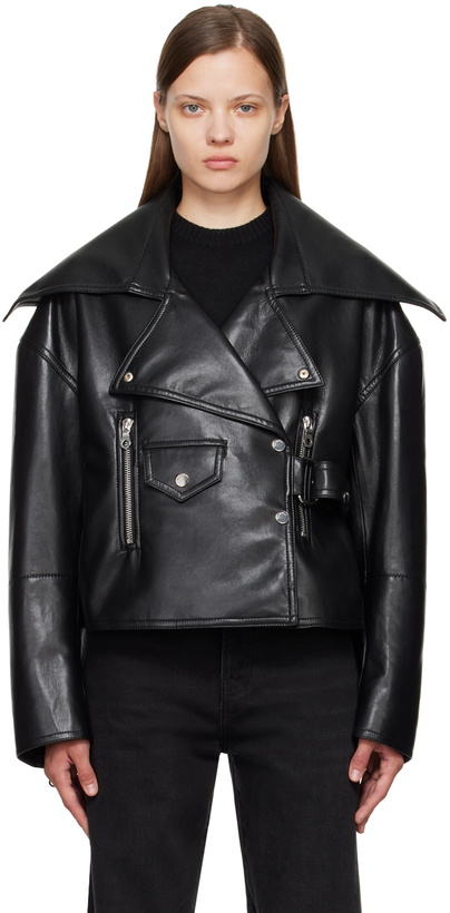Photo: Nanushka Black Cinch Faux-Leather Jacket