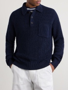 Ralph Lauren Purple label - Silk and Linen-Blend Polo Sweater - Blue