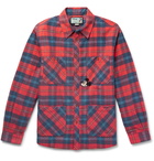 GUCCI - Disney Appliquéd Padded Checked Cotton-Flannel Overshirt - Red