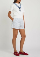 Polo Ralph Lauren Striped Cotton Shorts White And Blue