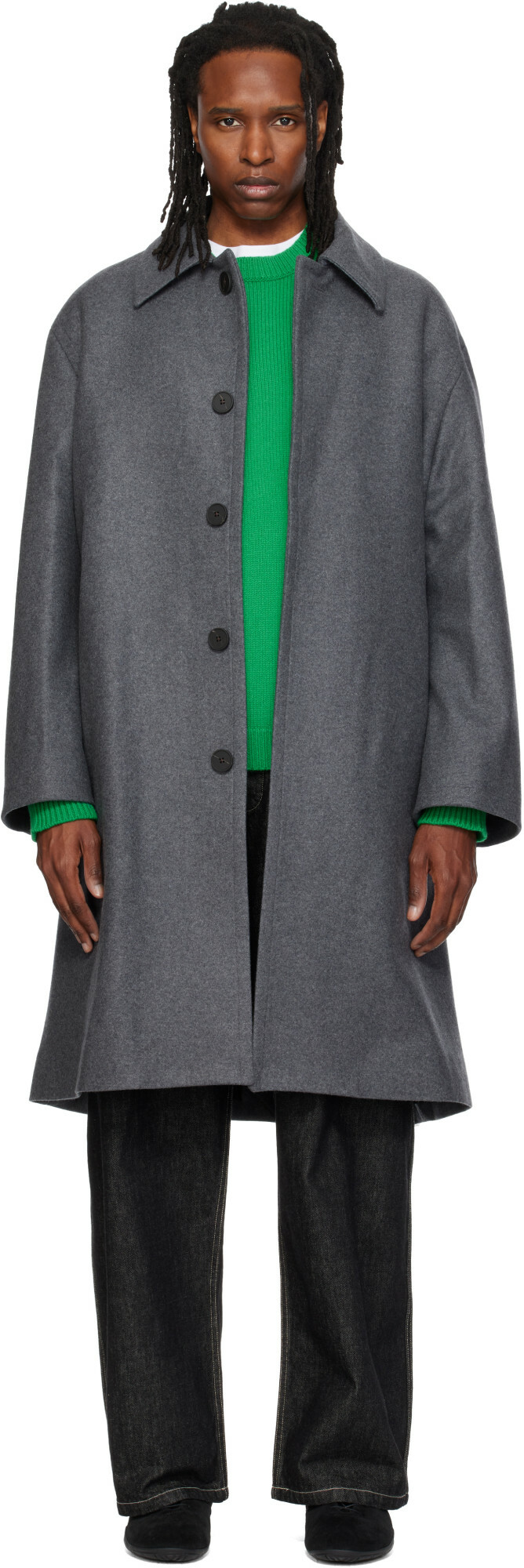 Studio Nicholson Men's Drive Technical Car Coat in Dark Navy