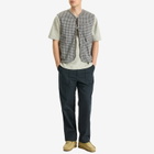 Universal Works Men's Gingham Cotton Zip Gilet in Brown/Sky