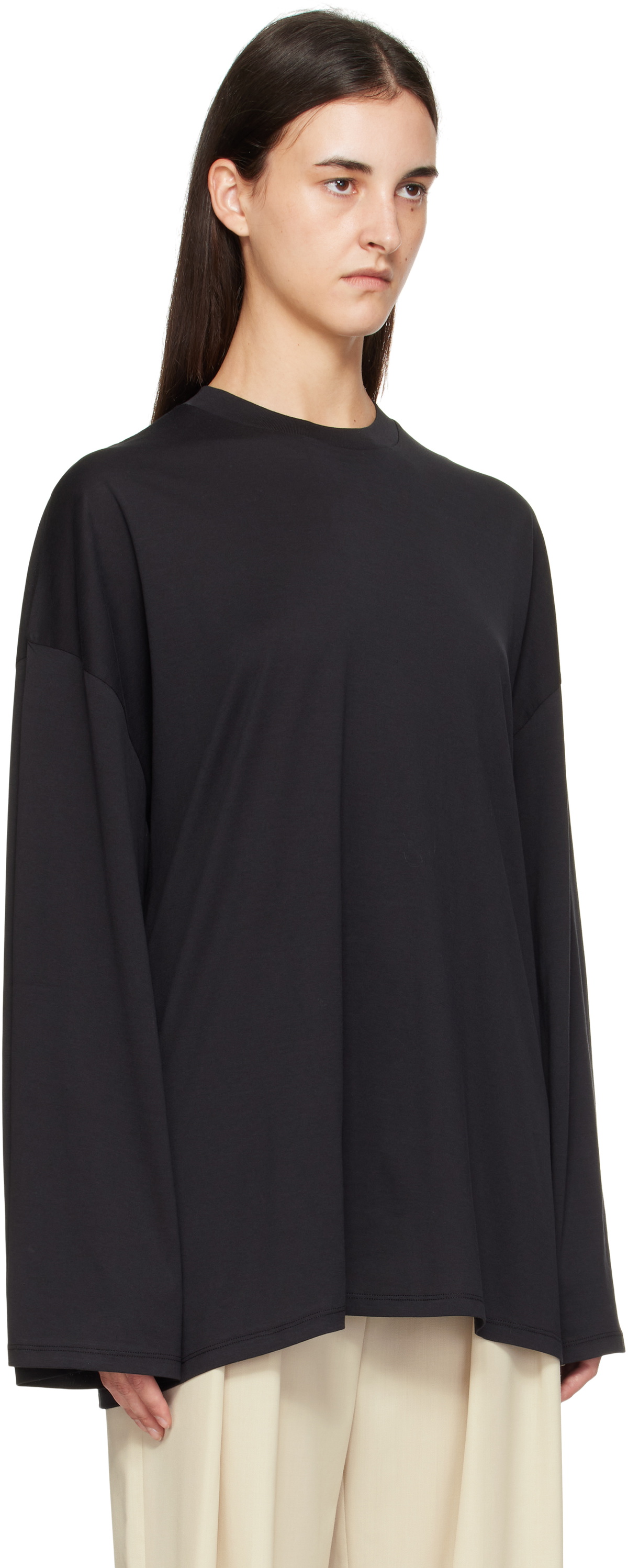 The Frankie Shop Black Rio Oversized Sleeve T-shirt