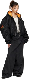 LU'U DAN Black Distorted MA1 Bomber Jacket