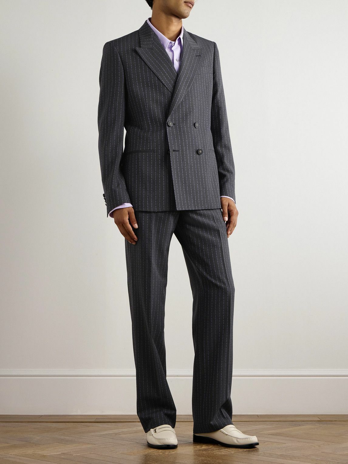 Etro - Double-Breasted Logo-Embroidered Wool-Blend Jacquard Suit Jacket - Multi