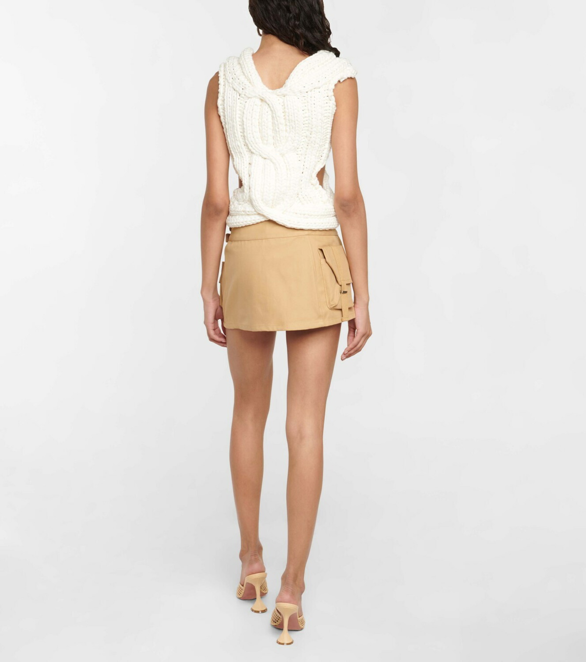 Cotton twill miniskirt in beige - Dion Lee