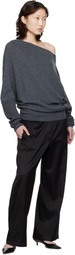 Cordera Gray Merino Wool Off-Shoulder Sweater