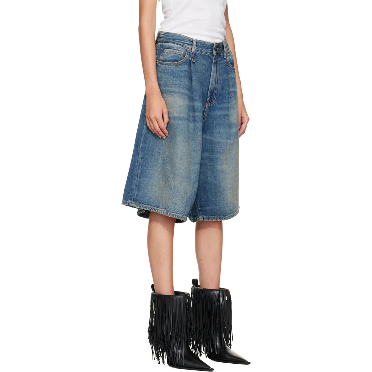 R13 Indigo Jesse Denim Shorts