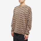 Balenciaga Men's Monogrammed BB Crew Knit in Beige/Brown