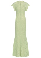 DE LA Vali Laia Floral Lace Maxi Dress Light Green