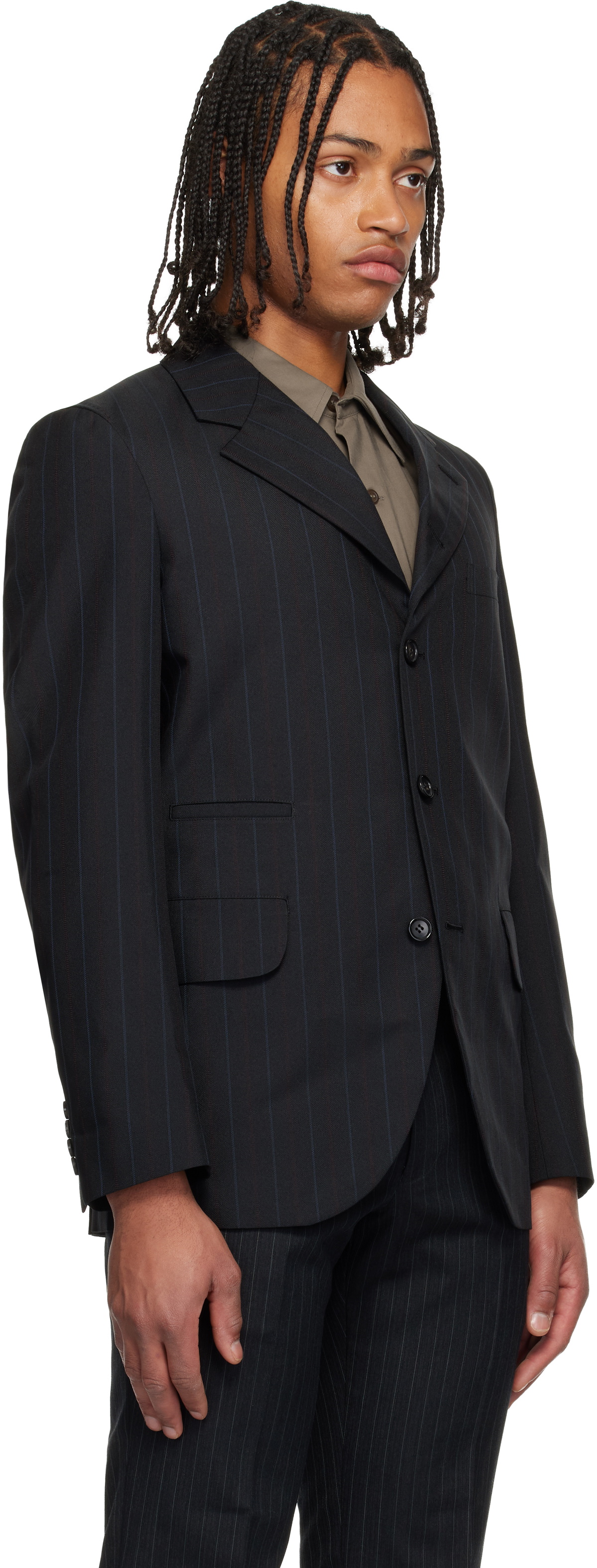 Comme des Garçons Homme Deux Black Dobby Stripe Blazer