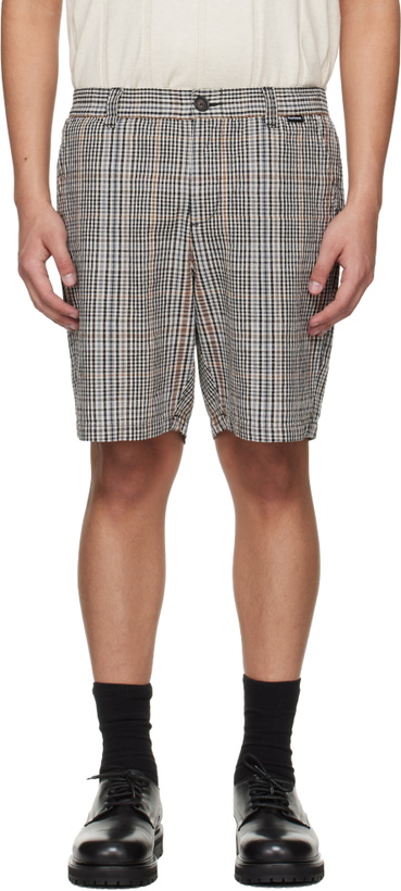 Photo: Barbour Off-White & Black Fife Checked Shorts