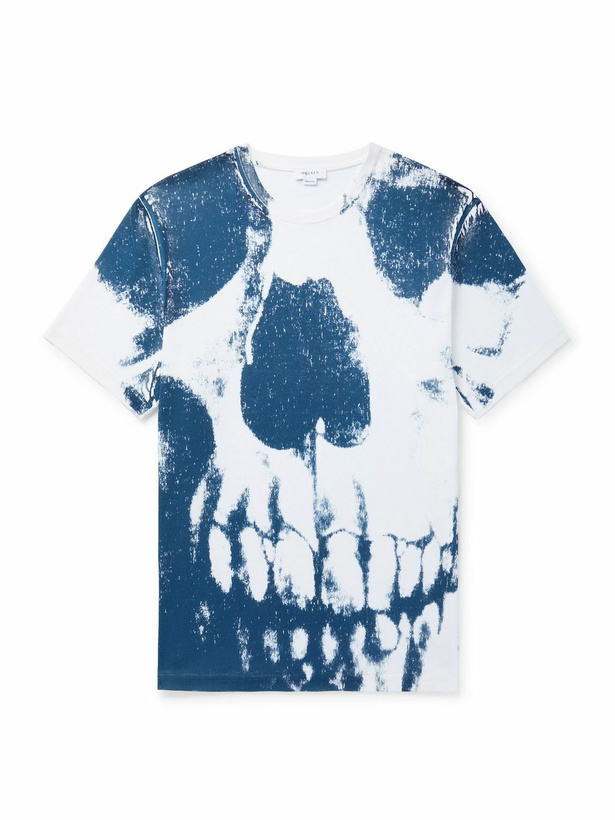 Photo: McQueen - Printed Cotton-Jersey T-Shirt - Blue