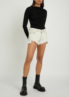 Rick Owens Distressed Denim Shorts Pearl