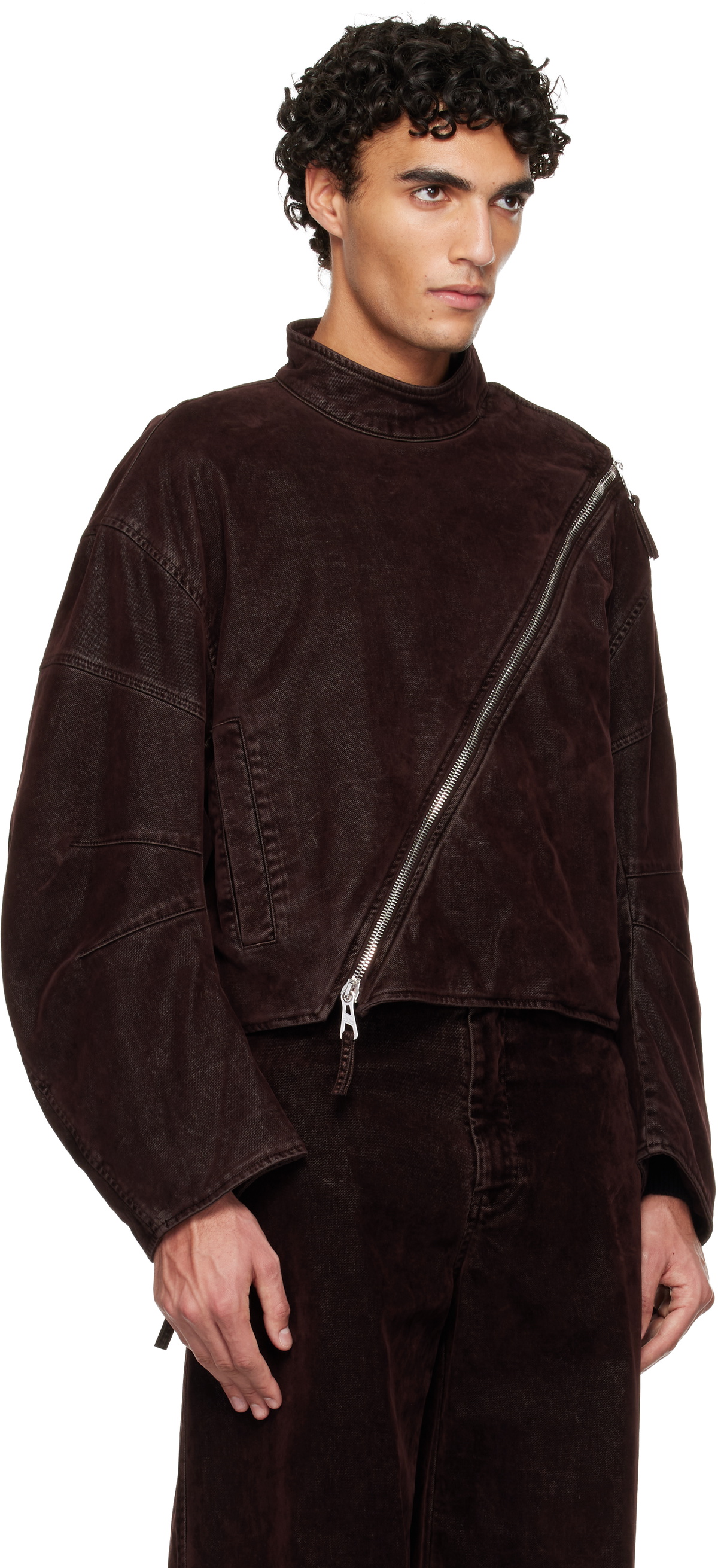 Jean Paul Gaultier Brown Minimal Moto Jacket