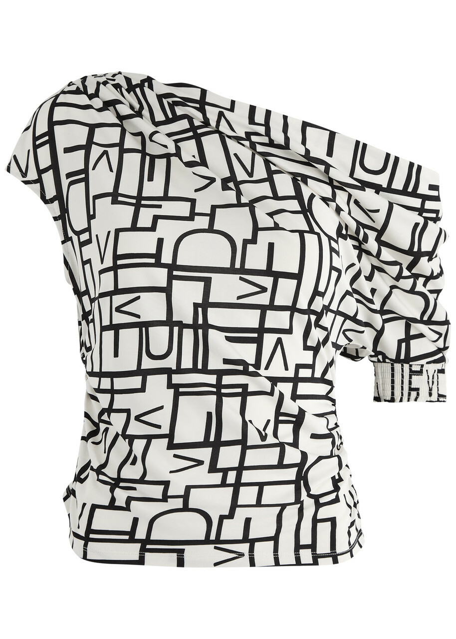 Diane Von Furstenberg Percy Printed Jersey top Black And White