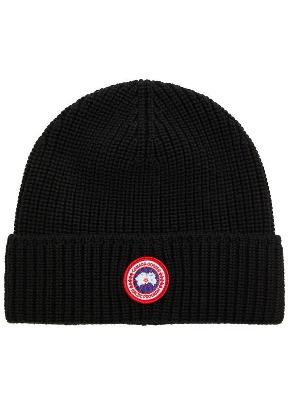 Photo: Canada Goose Arctic Disc Ribbed Wool Beanie, Beanie, Ribbed - Black