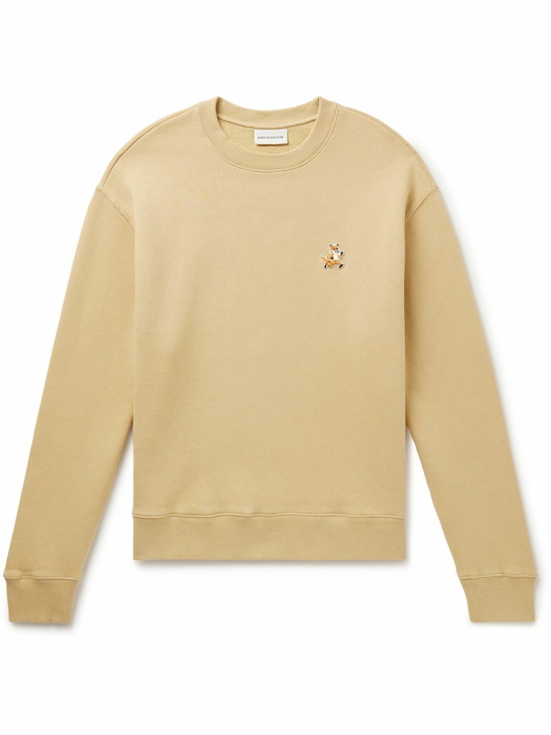 Photo: Maison Kitsuné - Speedy Fox Logo-Appliquéd Cotton-Jersey Sweatshirt - Brown