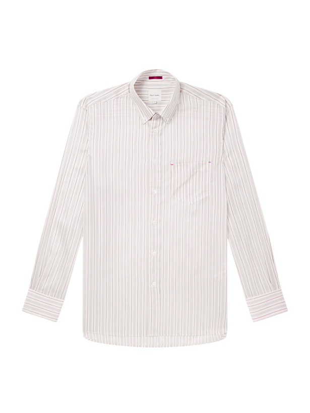 Photo: Paul Smith - Button-Down Collar Striped Lyocell and Silk-Blend Twill Shirt - Neutrals