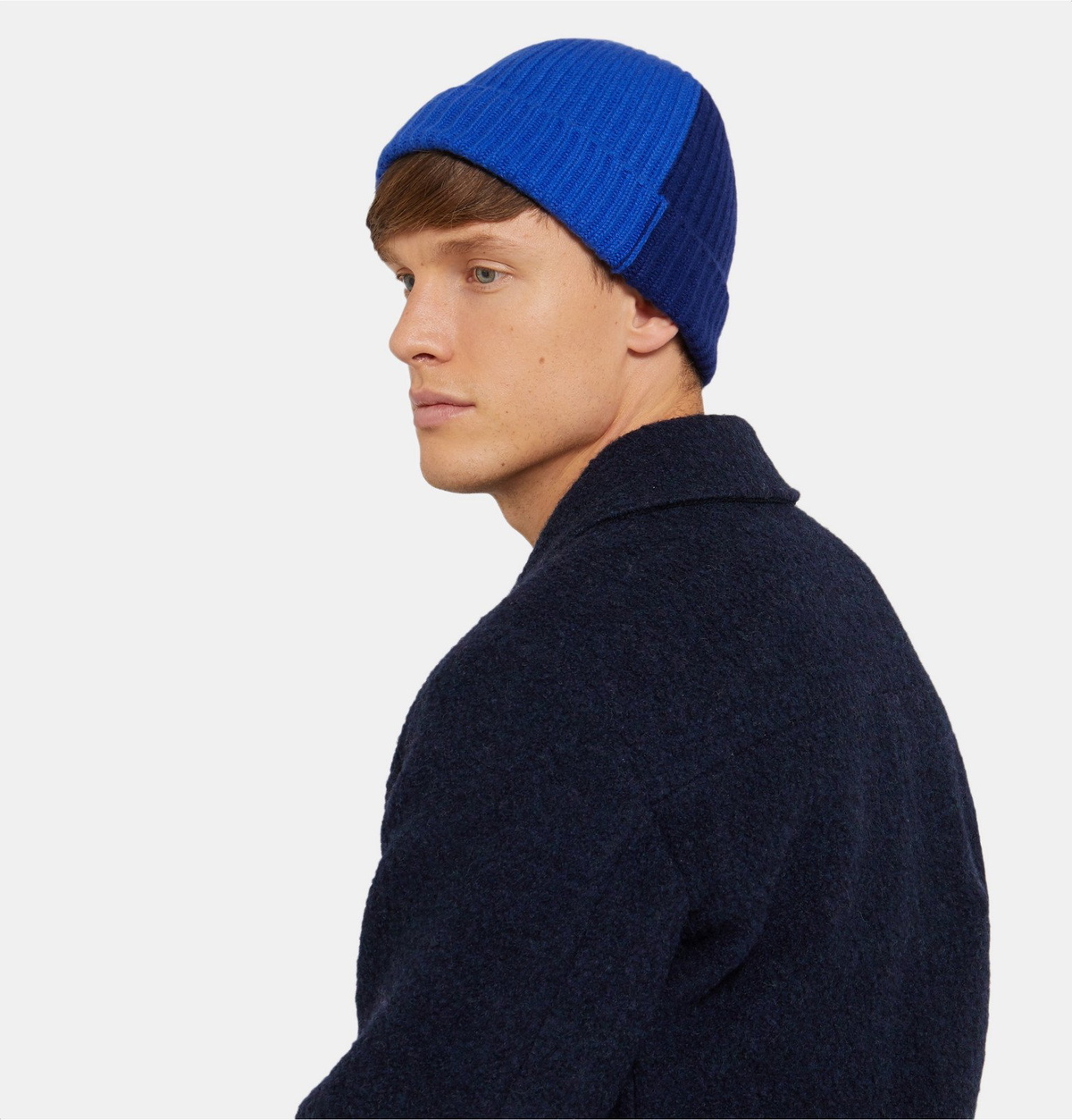 Begg & Co - Colour-Block Ribbed Cashmere Beanie - Blue