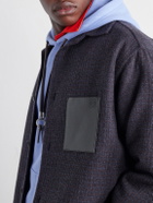 LOEWE - Leather-Patched Wool and Silk-Blend Overshirt - Blue