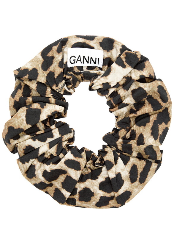 Photo: Ganni Leopard-print Cotton Scrunchie - One Size