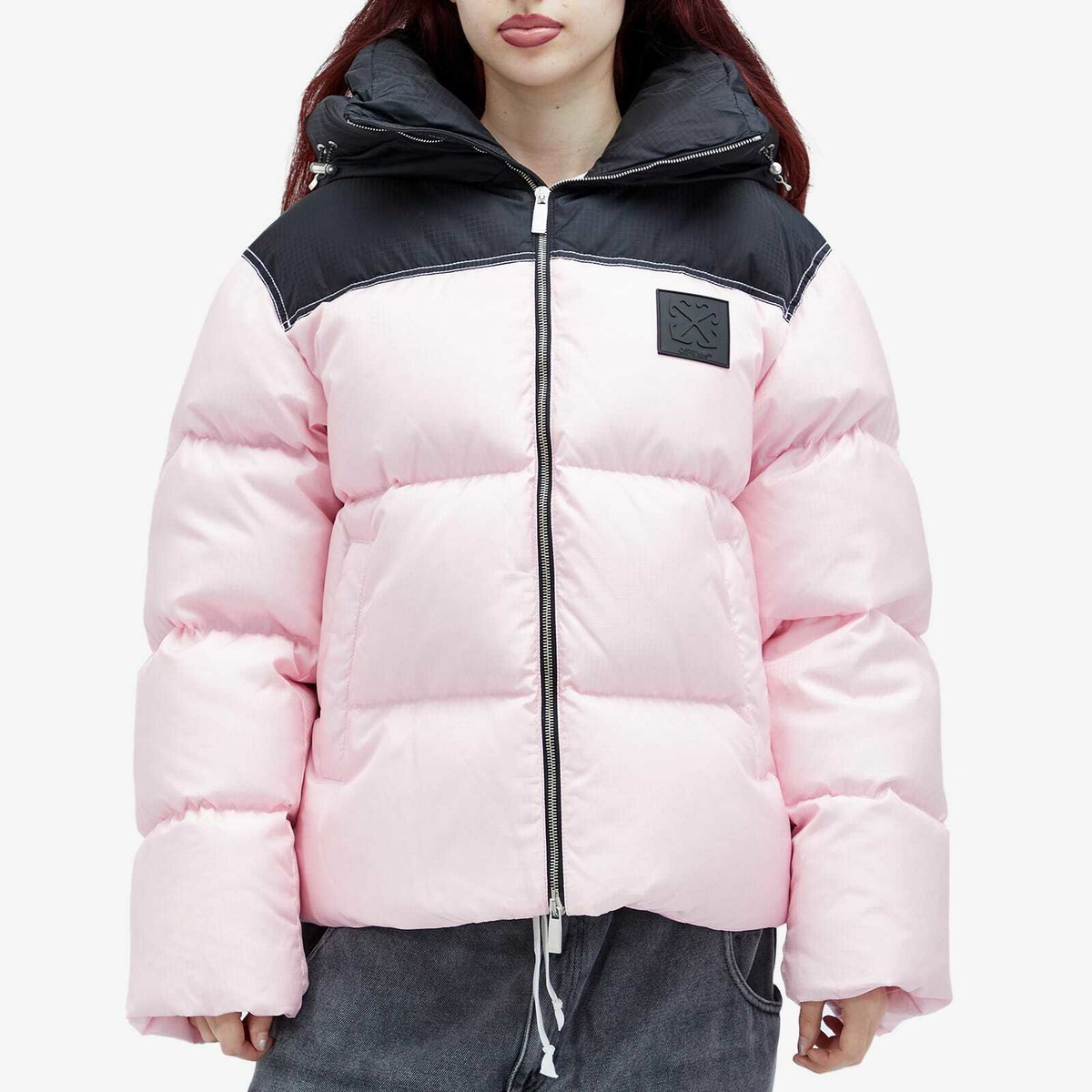 Off-White Women's Patc Rip Down Puffer Jacket in Pink