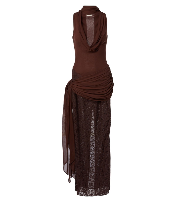 Photo: De La Vali Rosa georgette and lace maxi dress