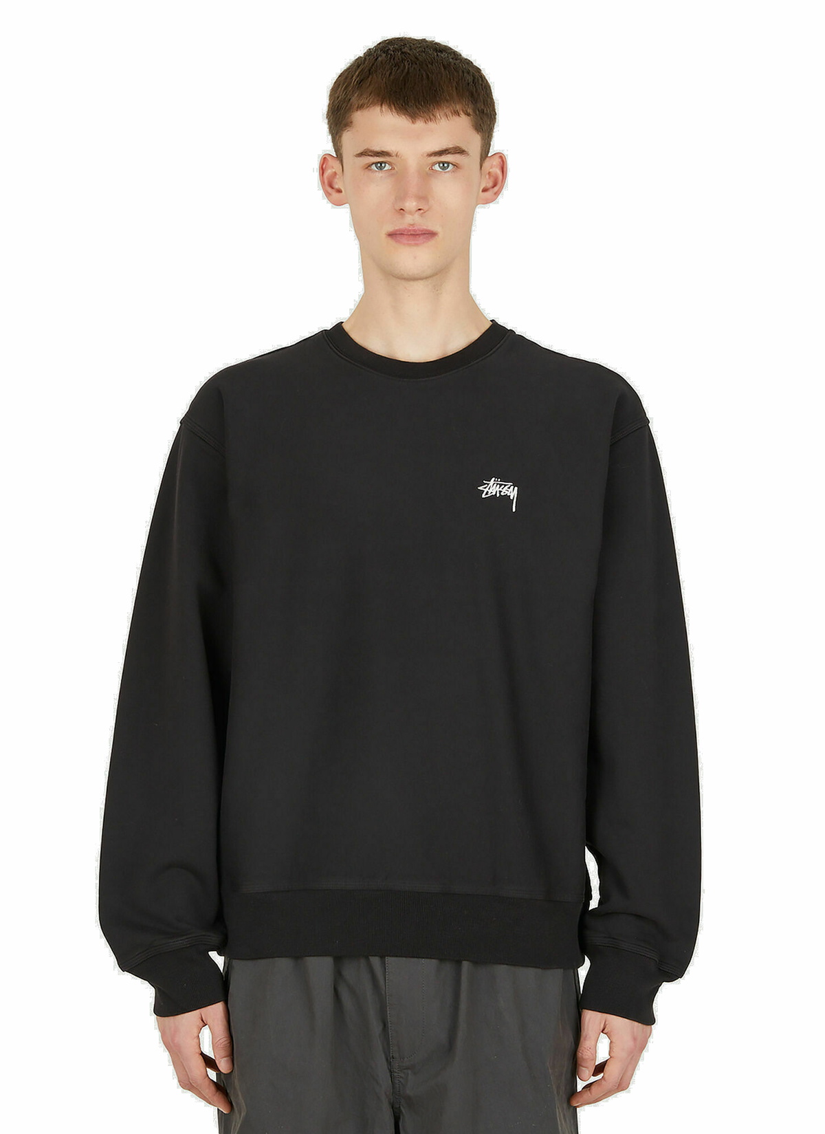 Stüssy - Logo Embroidery Sweatshirt in Black Stussy