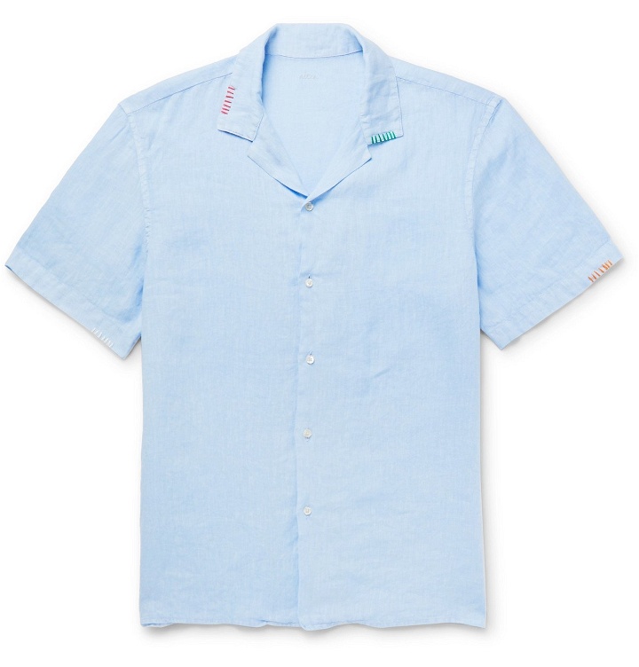 Photo: Altea - Camp-Collar Embroidered Linen Shirt - Blue