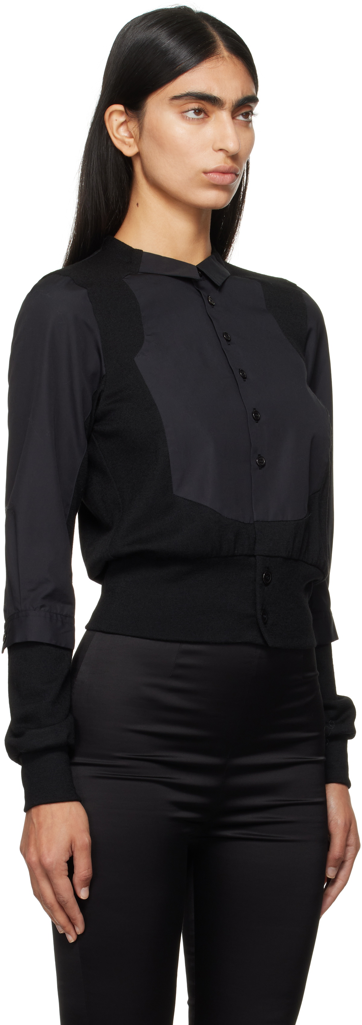 Noir Kei Ninomiya Black Hybrid Cardigan