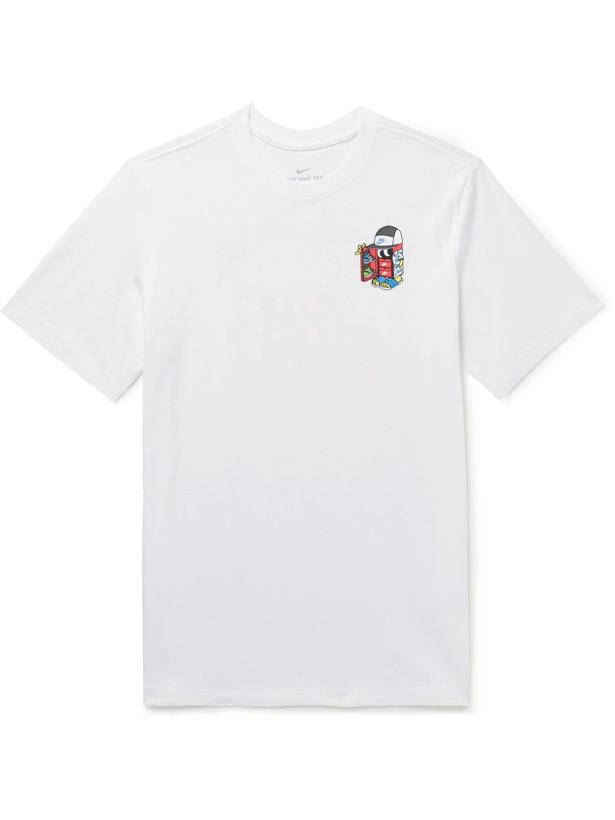 Photo: NIKE - Printed Cotton-Jersey T-Shirt - White