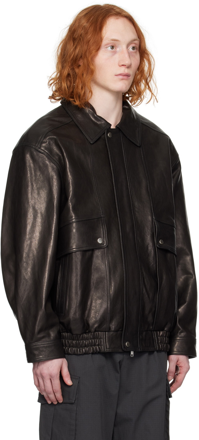 Dunst Black Oversized Vintage Leather Jacket