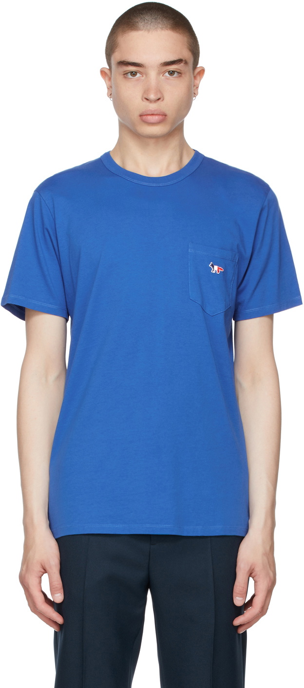 Maison Kitsuné Blue Tricolor Fox Patch T-Shirt Maison Kitsune