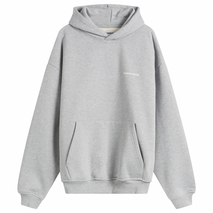 Photo: ANNIE HOOD Men's Mini Logo Hoodie in Marl Grey