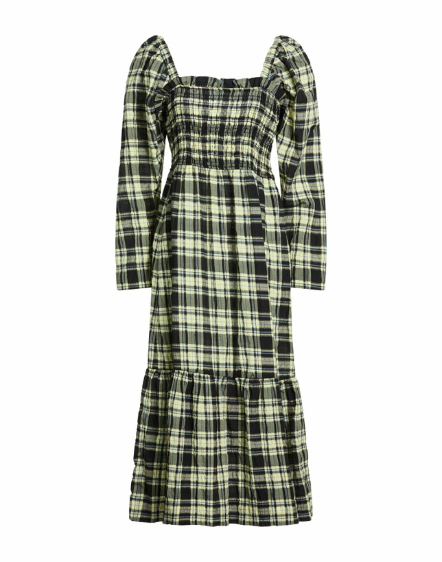 ganni green plaid dress Seersucker Check Mid Length GANNI Ganni seersucker dress