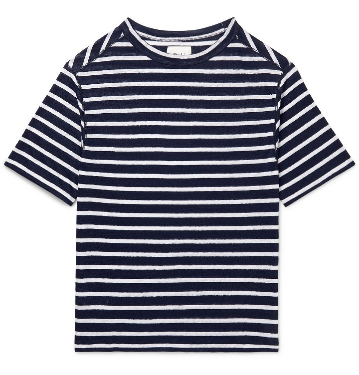 Photo: Drake's - Striped Linen T-Shirt - Blue