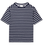 Drake's - Striped Linen T-Shirt - Blue