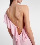 Self-Portrait Ruffled asymmetric georgette gown