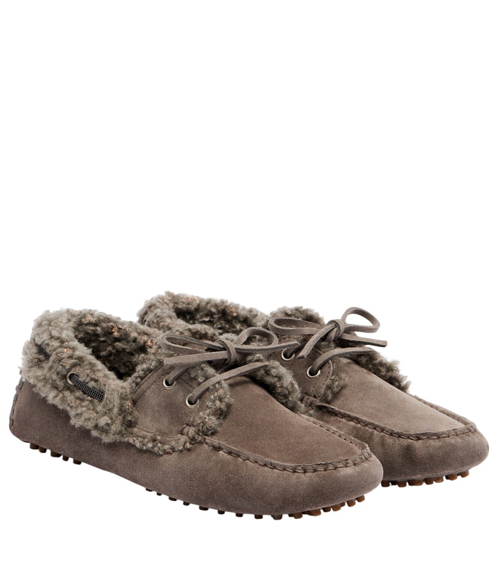 Photo: Brunello Cucinelli Monili shearling-trimmed suede moccasins