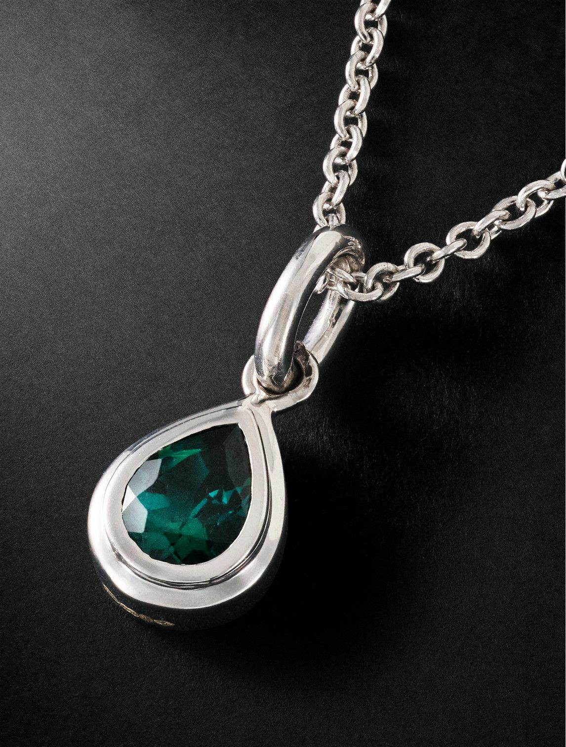 42 Suns - 14-Karat White Gold Laboratory-Grown Emerald Pendant Necklace
