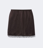 Leset Barb lace-trimmed satin miniskirt