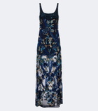 Là Fuori Embellished floral mesh gown